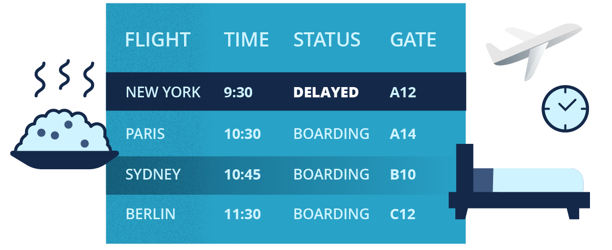 Flight status board graphic