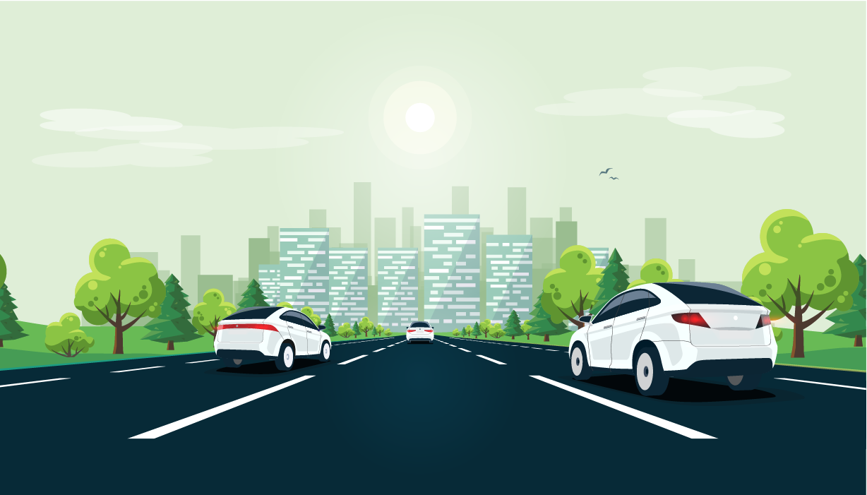 Illustration of city road with cars