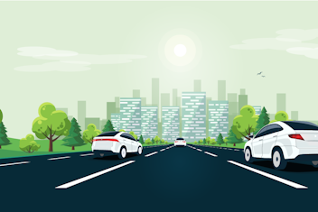 Illustration of city road with cars