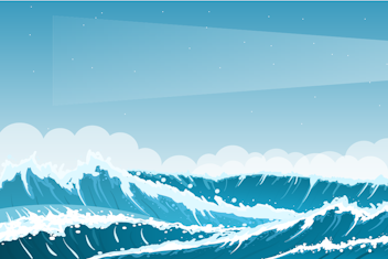 Illustration of waves and lighthouse