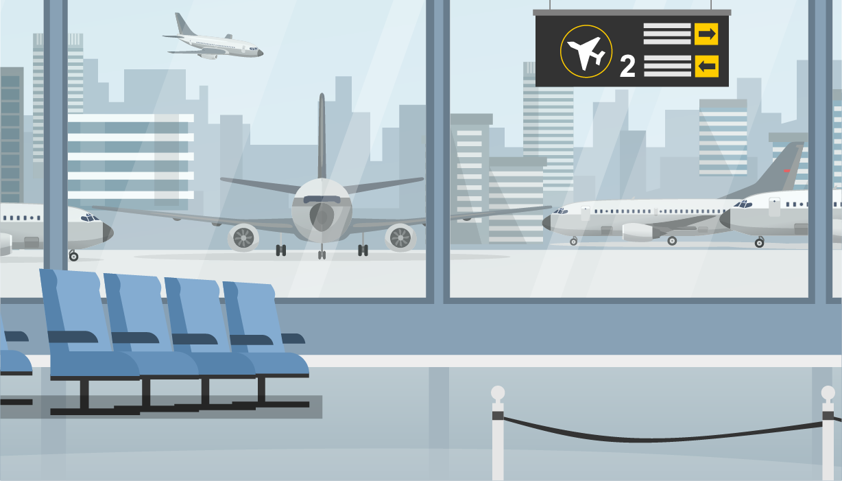 Illustration of airport interior