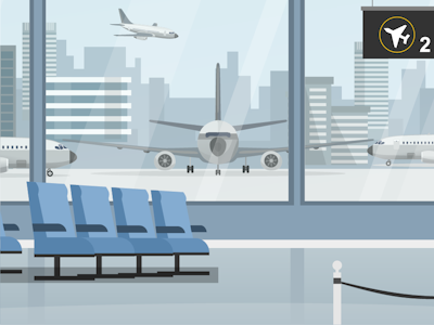 Illustration of airport interior
