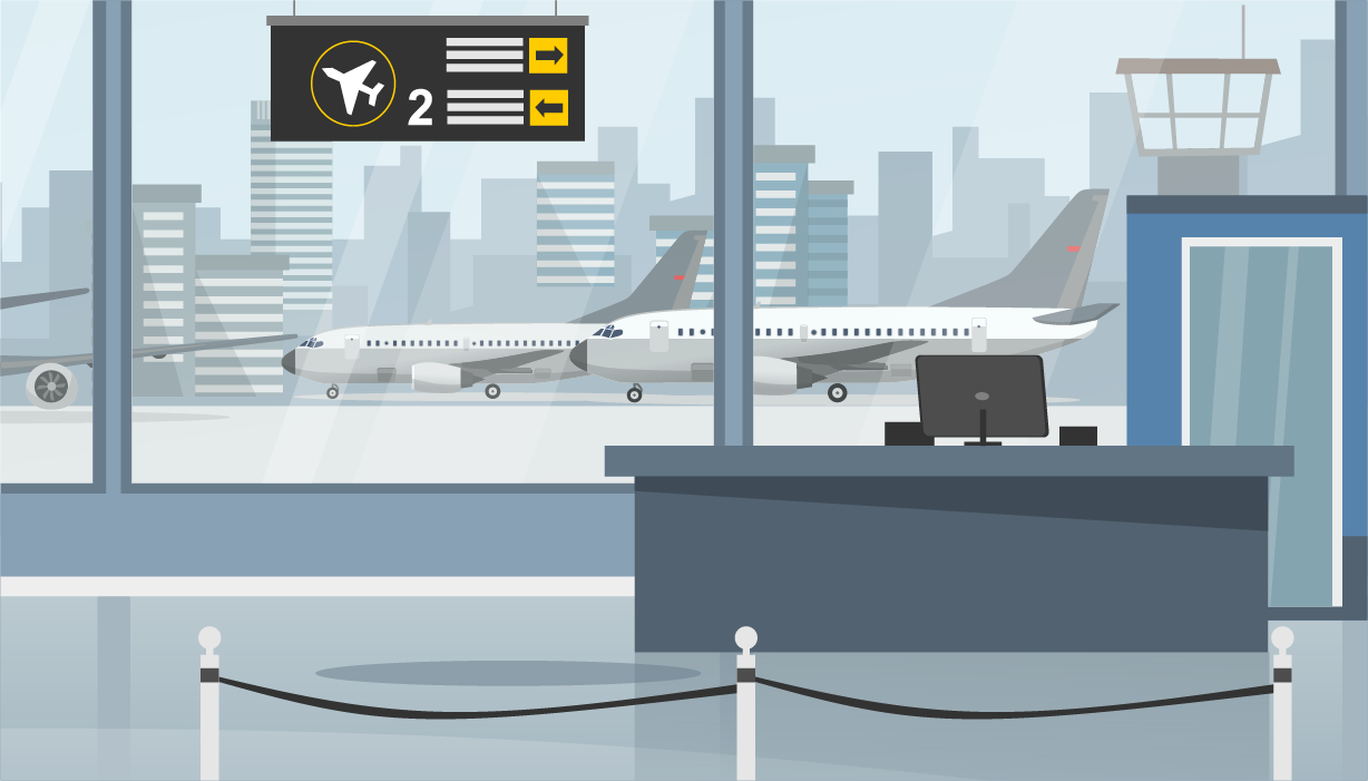 airport desk illustration