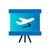 plane on presentation screen icon