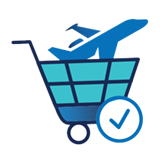 plane in shopping cart icon