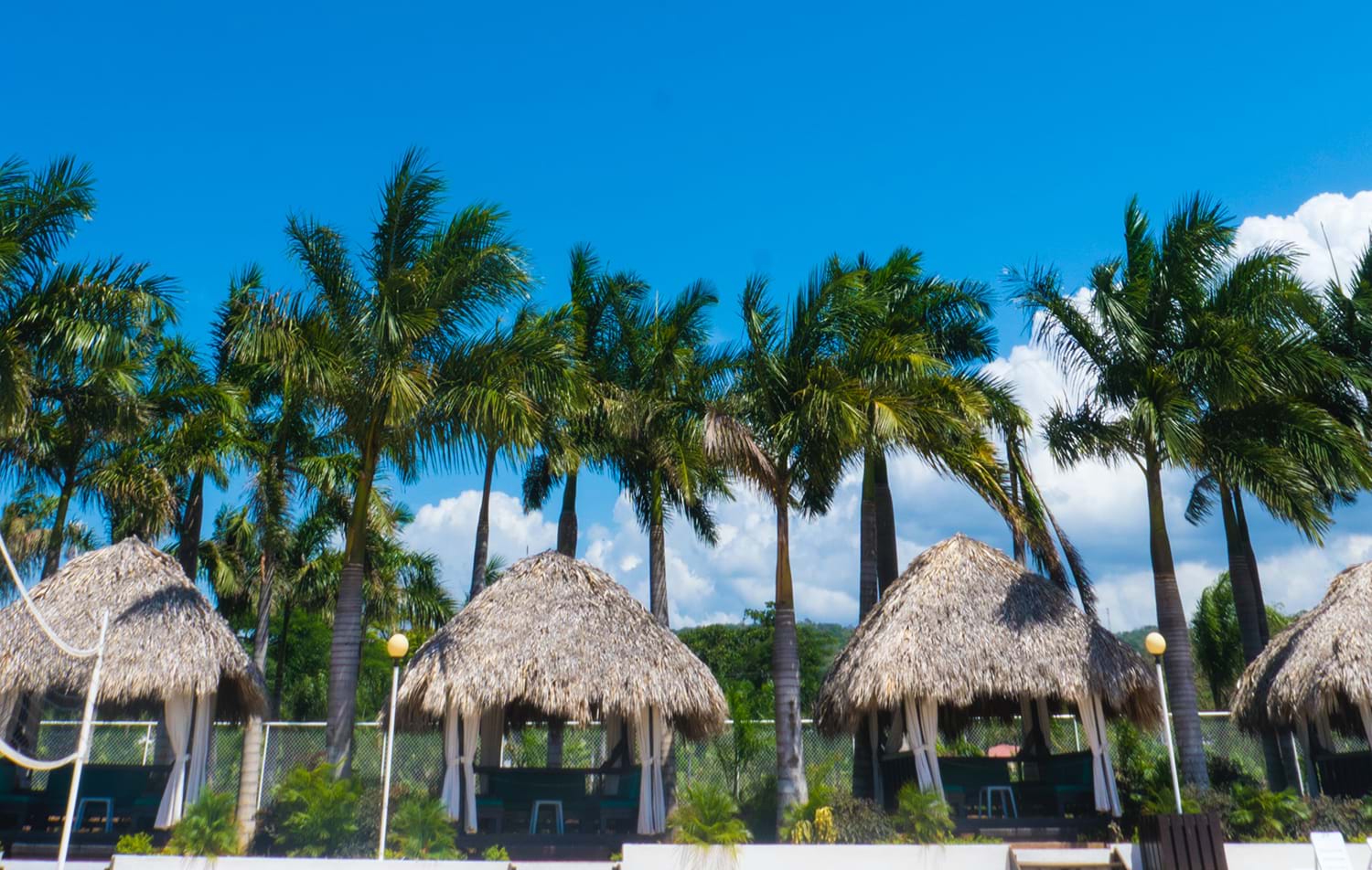 Row of cabanas at beach resort