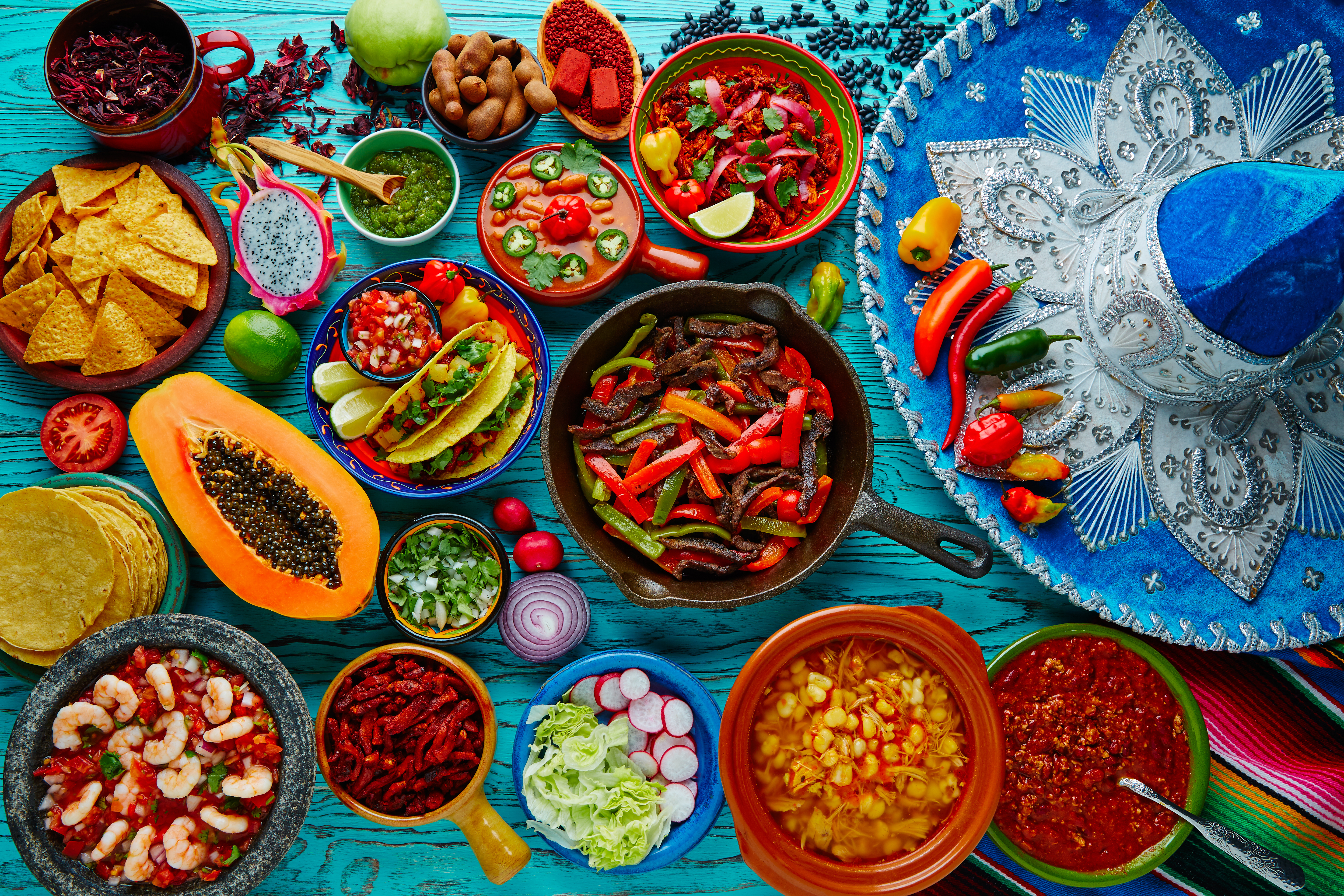 table of mexican food