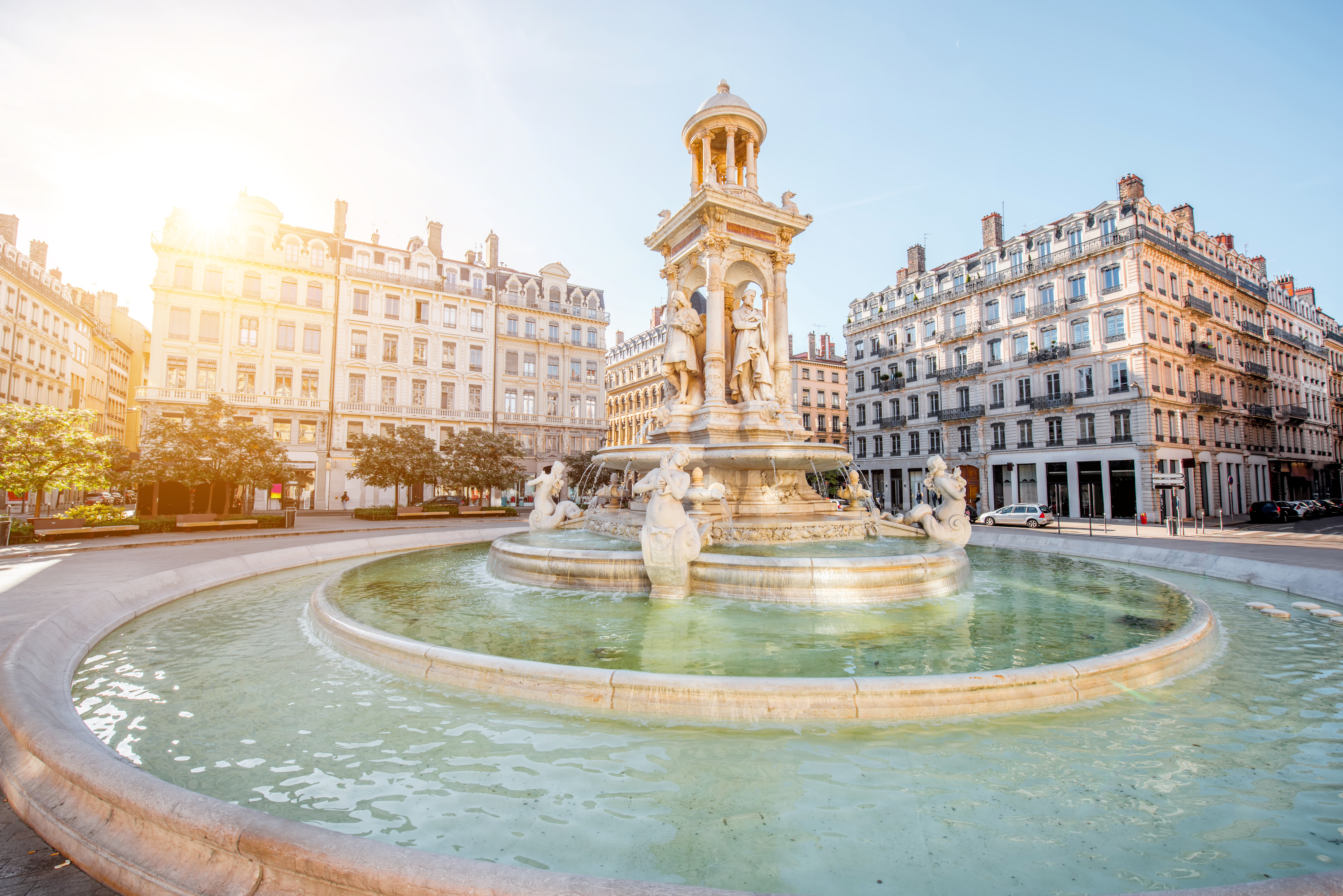 Fountain in Jacobins Square in Lyon, France