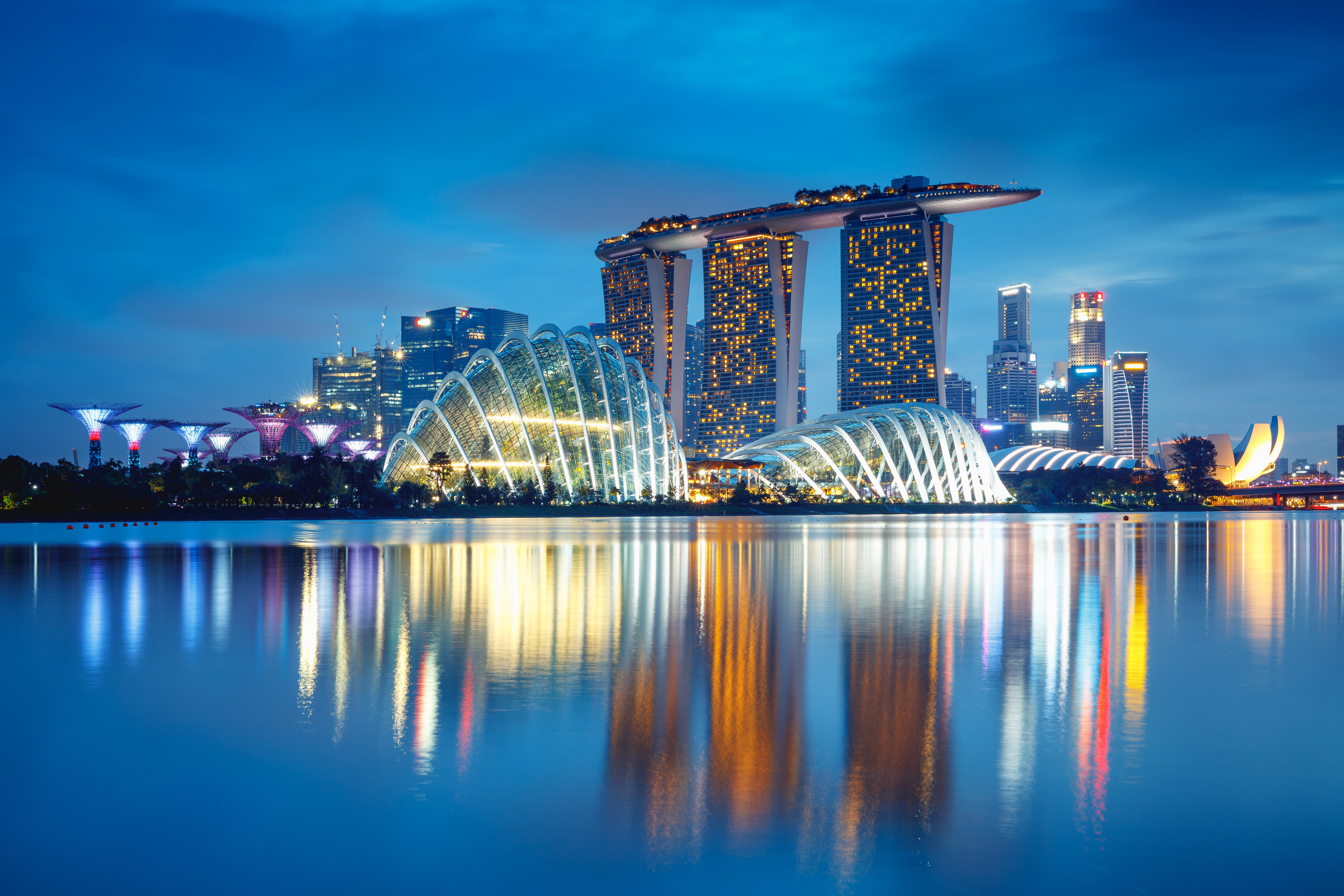 Singapore City skyline at dusk