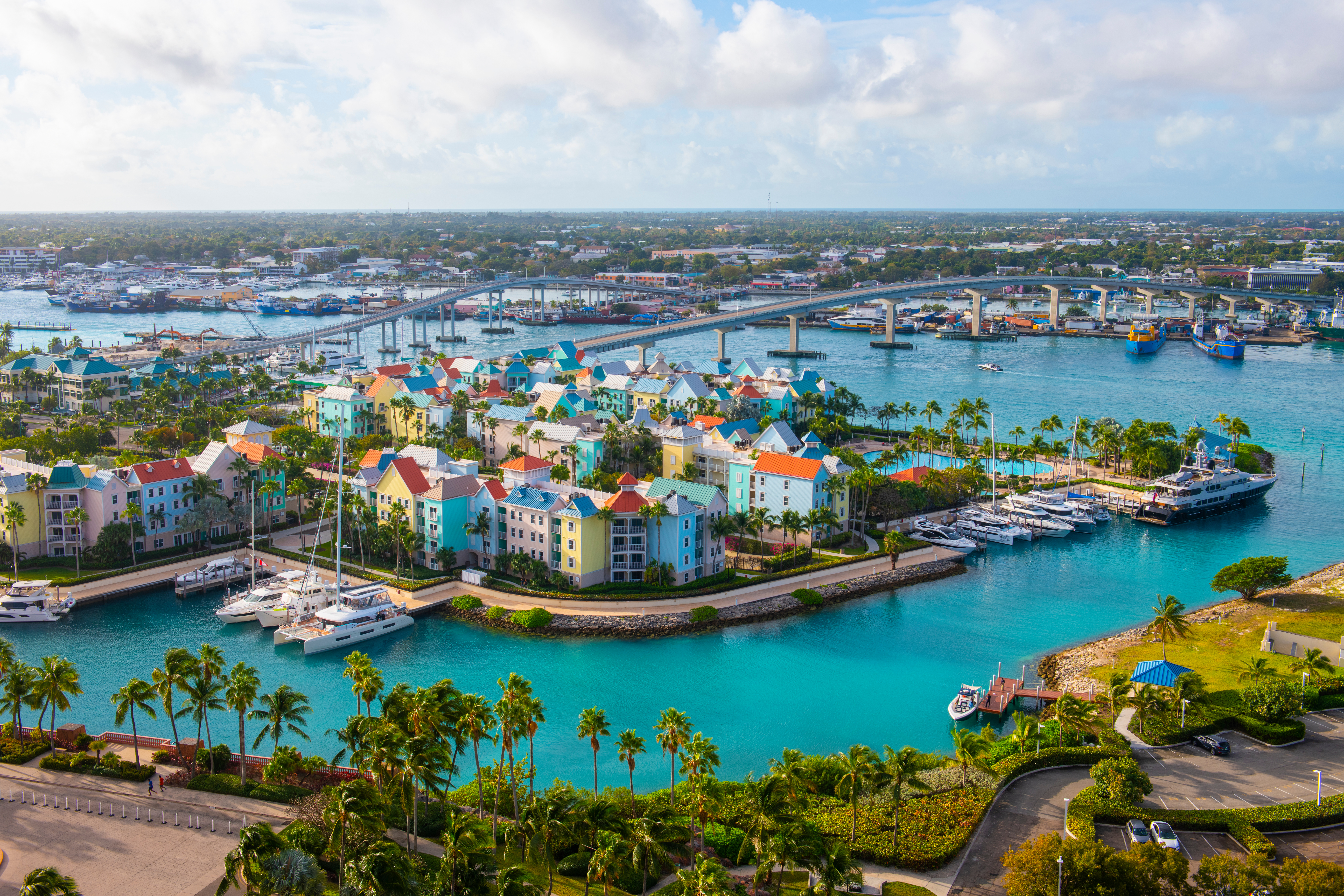 villas in Nassau harbor, Bahamas