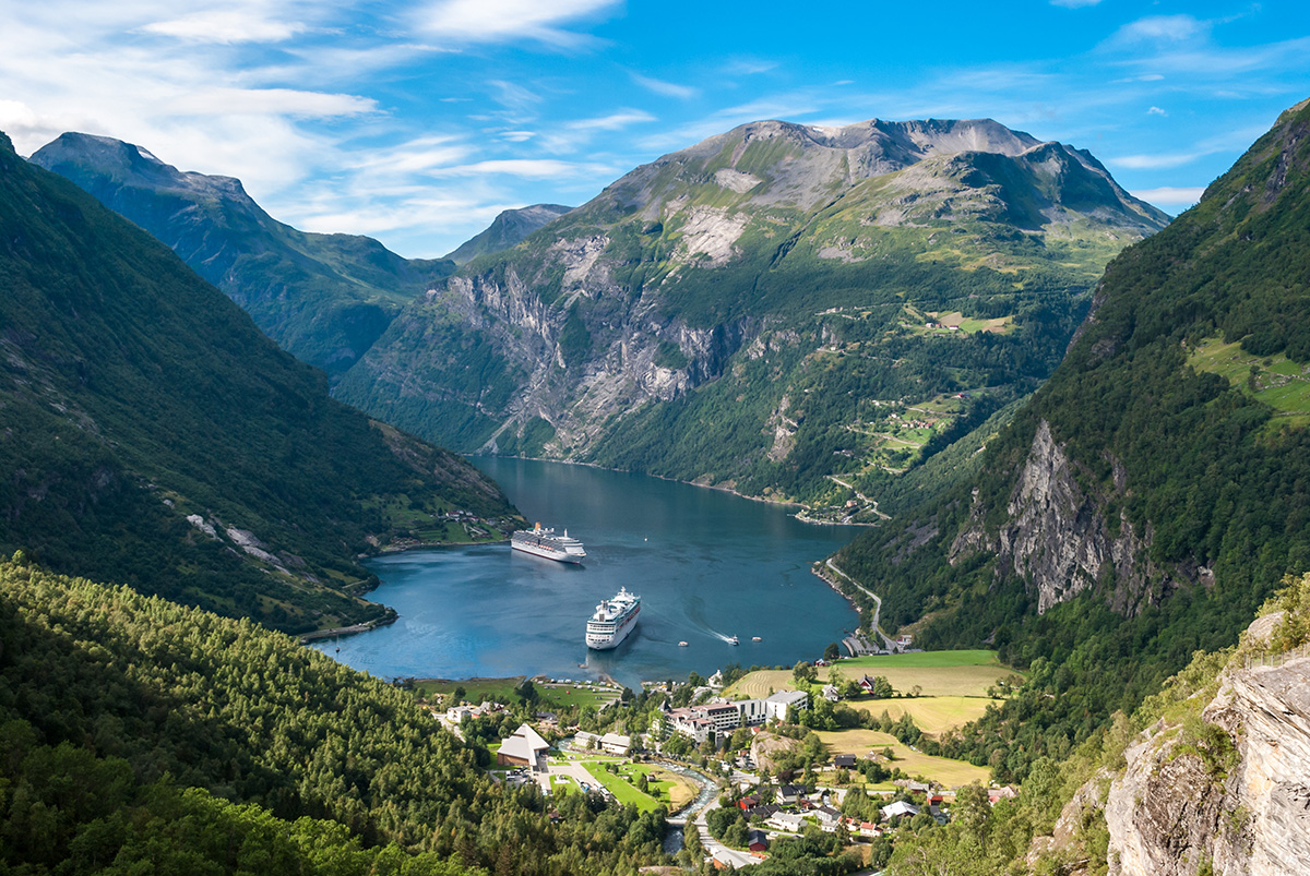 Cruise ships in Geiranger Fjord, Norway