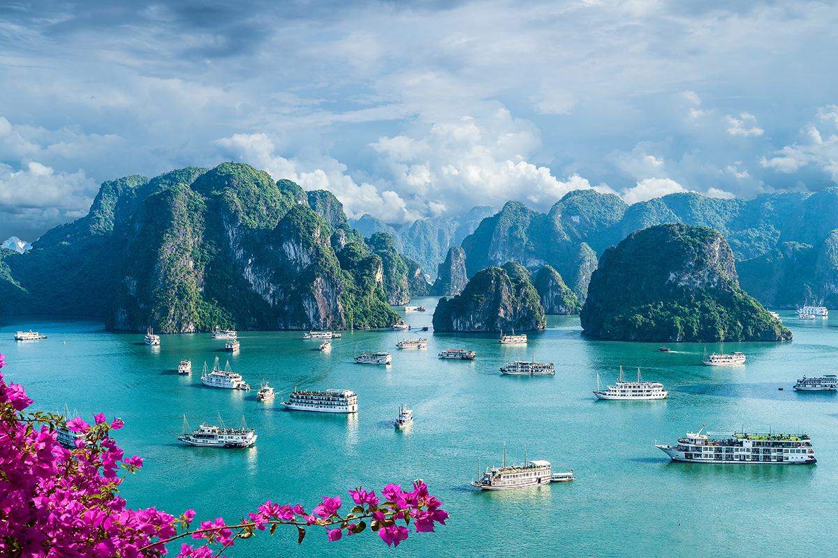 Halong Bay, Vietnam, full of boats and ships