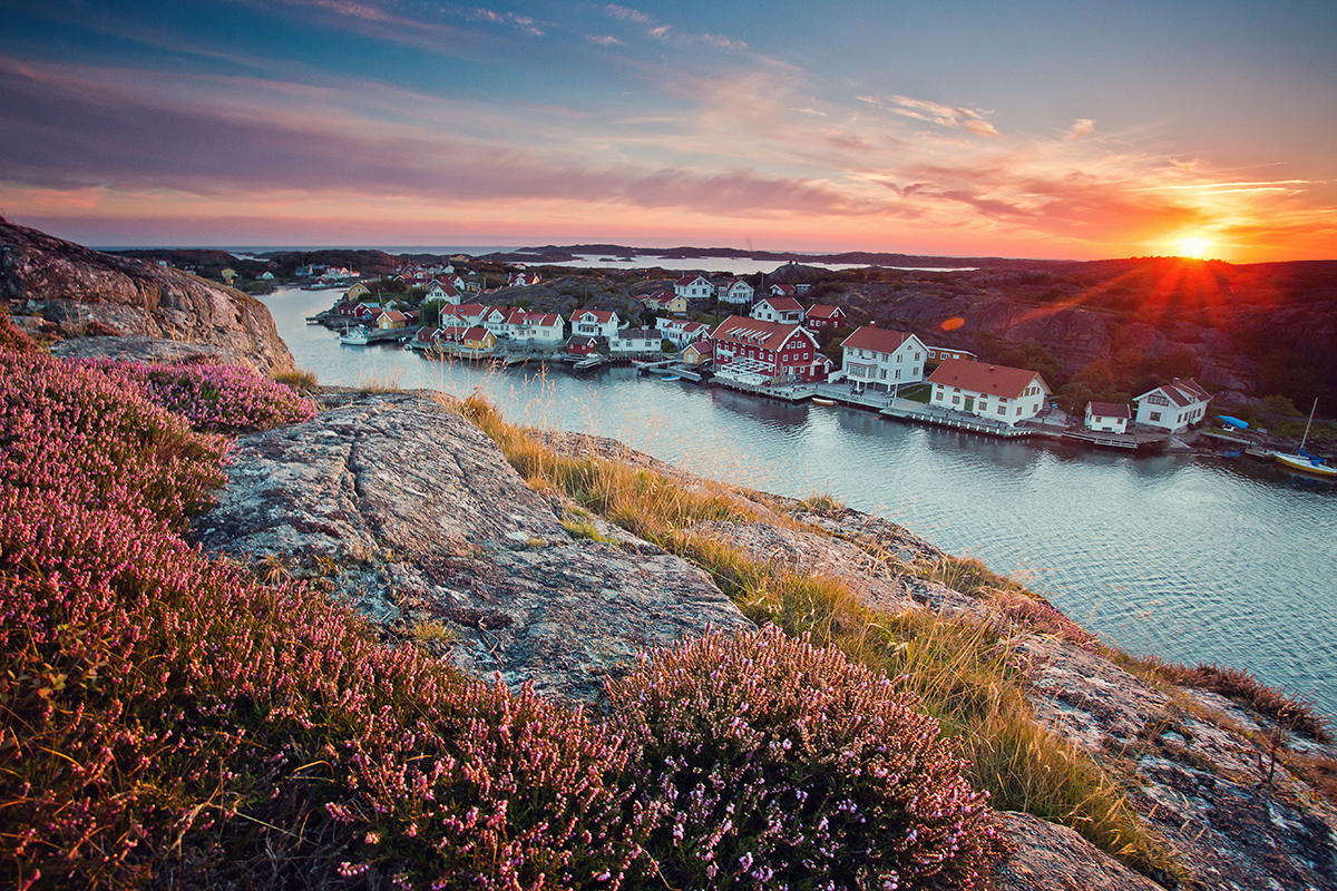 Kyrkesund, Sweden at sunset