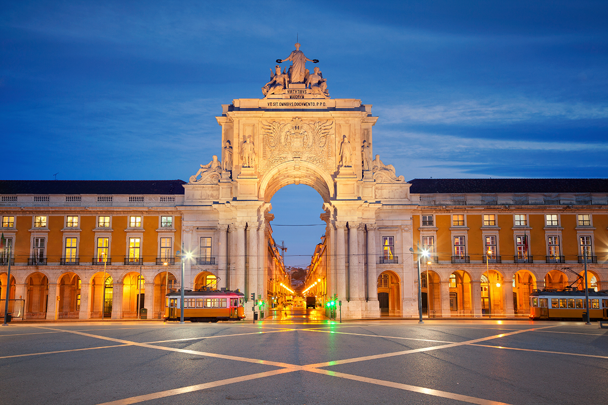 The Rua Augusta Arch in Lisbon, Portugal