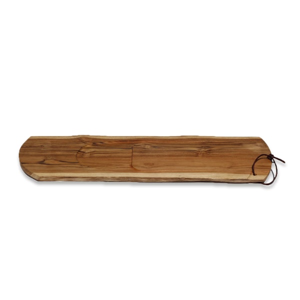 The best way to serve cheese, nibbles and antispasti is on our teak slatherboard. Hardwood with a live edge; no two are alike.