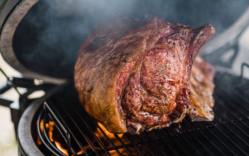 Large Big Green Egg rib of beef