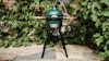 MiniMax Big Green Egg in a Foldable Stand with Acacia Shelves