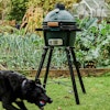 MiniMax Big Green Egg in a Foldable stand at the Allotment