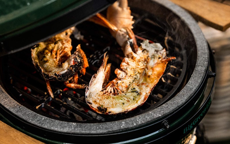 MiniMax Big Green Egg Cast Iron Searing Grid grilling lobsters