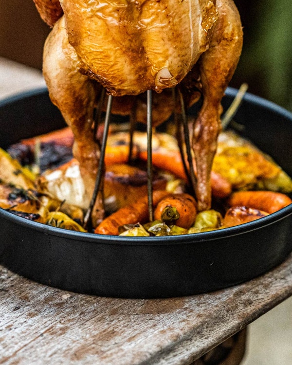 Circular Drip pan roast chicken