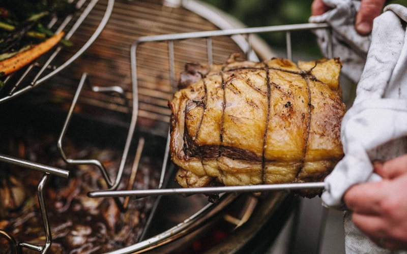 Removing the stainless steel roasting rack