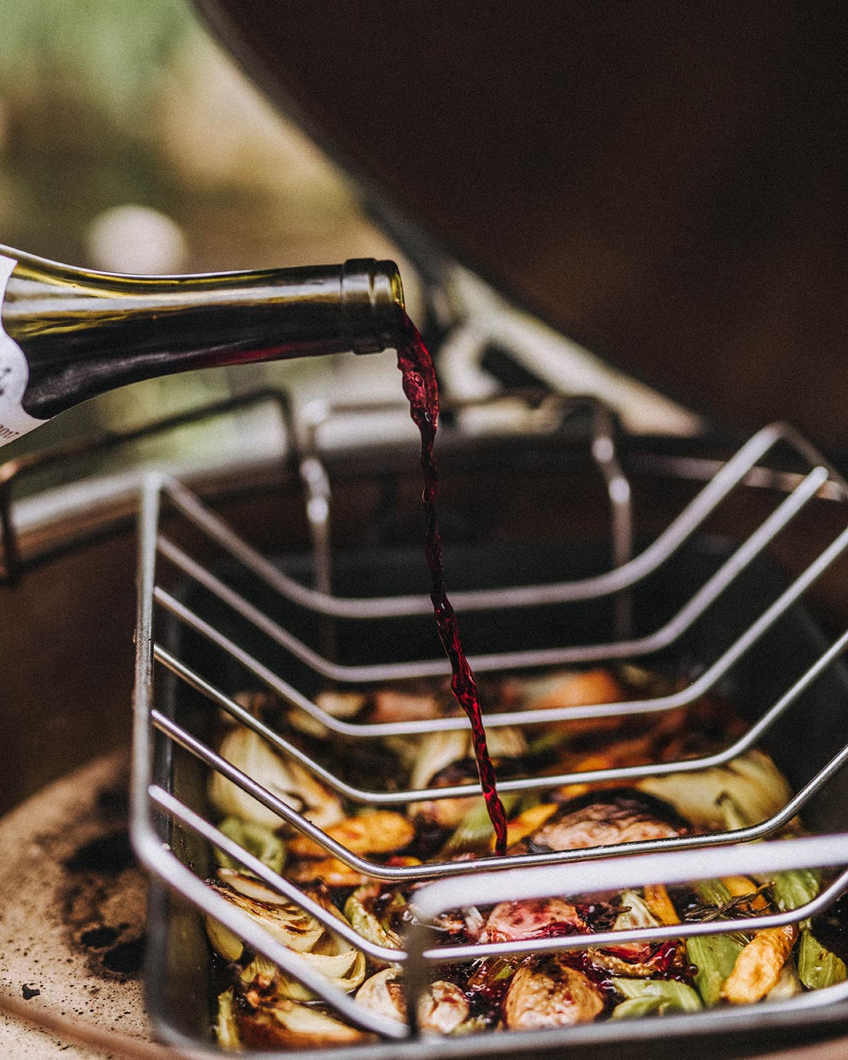 pouring red wine