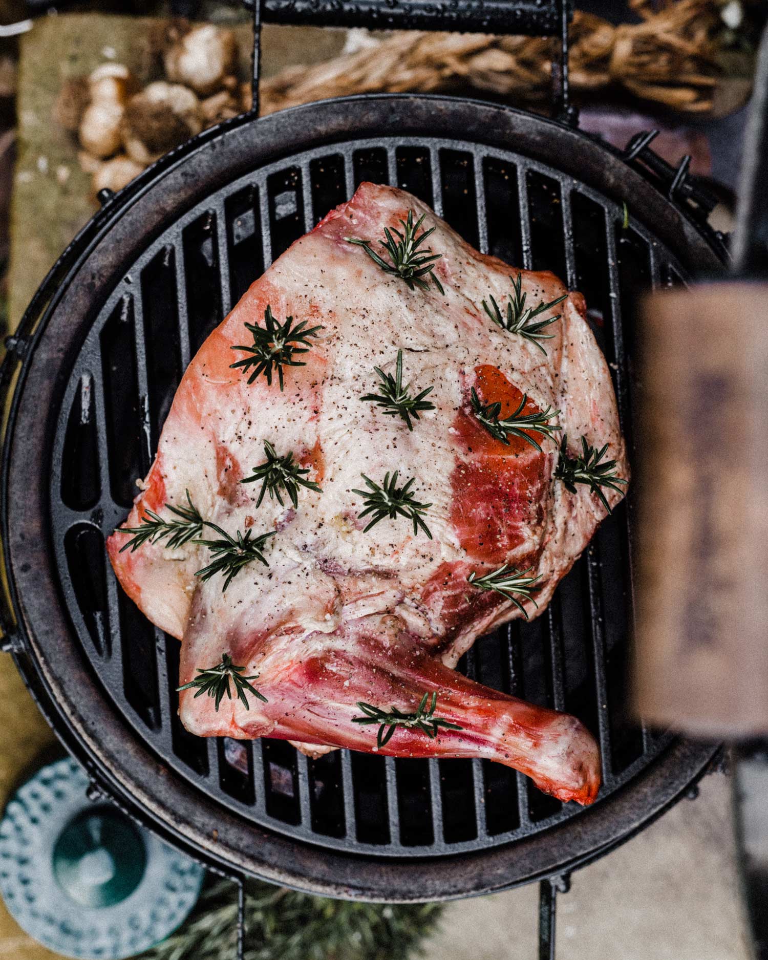 shoulder of lamb being prepared