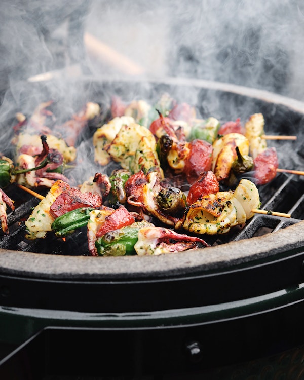 Squid & Chorizo Skewers | Tom Kerridge Outdoor Cooking | Big Green Egg
