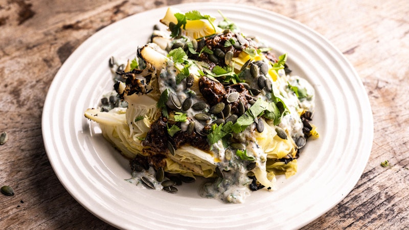 Hispi Cabbage with Jalapeño Buttermilk and Ancho Dressing | Dirty Cooking Recipes | Big Green Egg