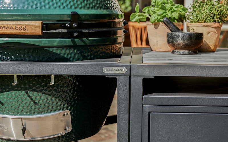 Modular Nest + Expansion Cabinet + Distressed Acacia Shelf | Bases | Big Green Egg