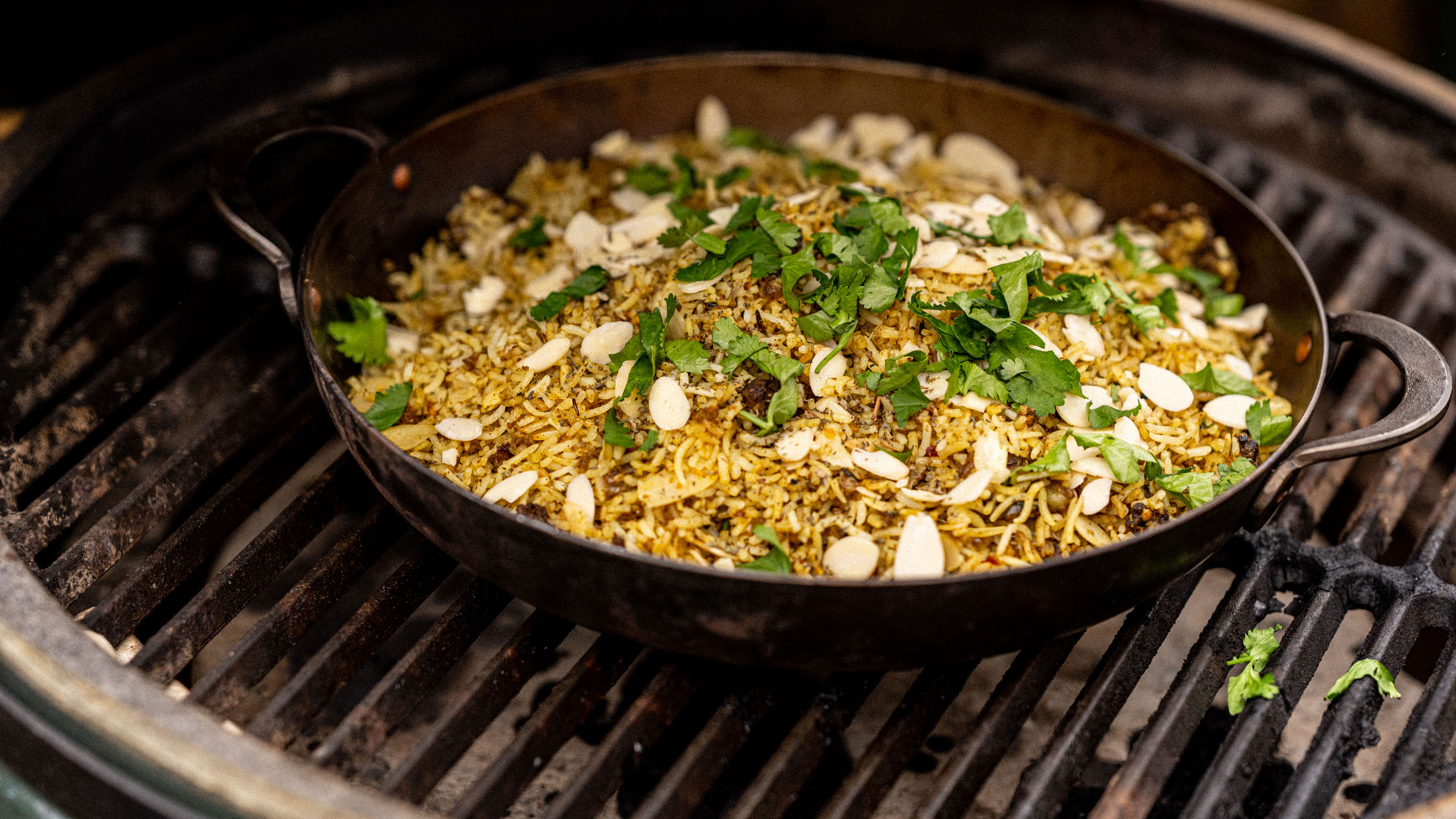 Finish the biriyani with fresh coriander