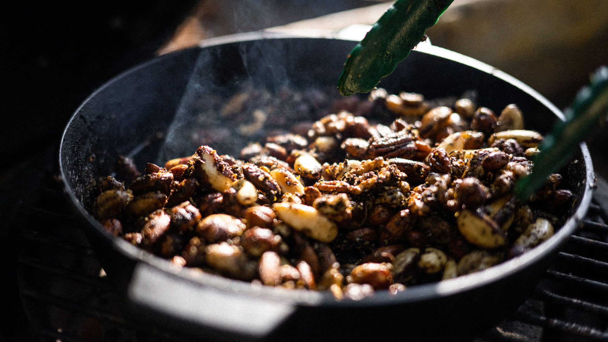 Place in a skillet and smoke for 30 minutes