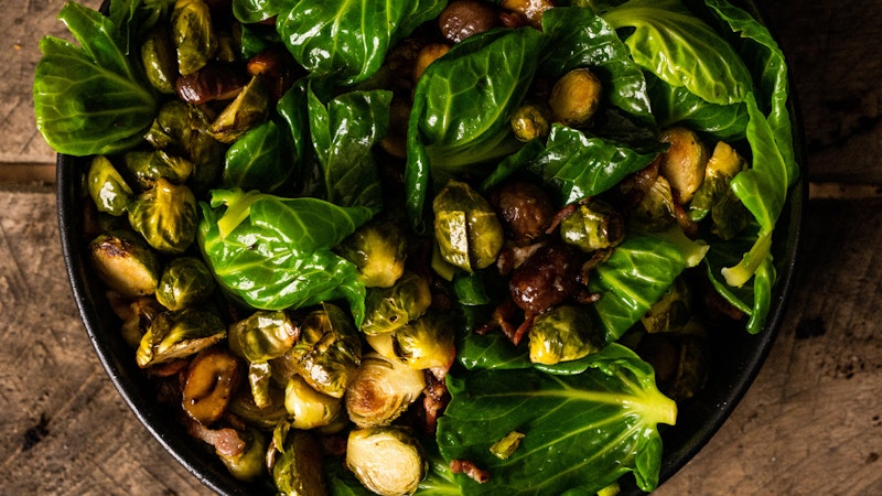 Pancetta and chestnut Brussel sprouts 