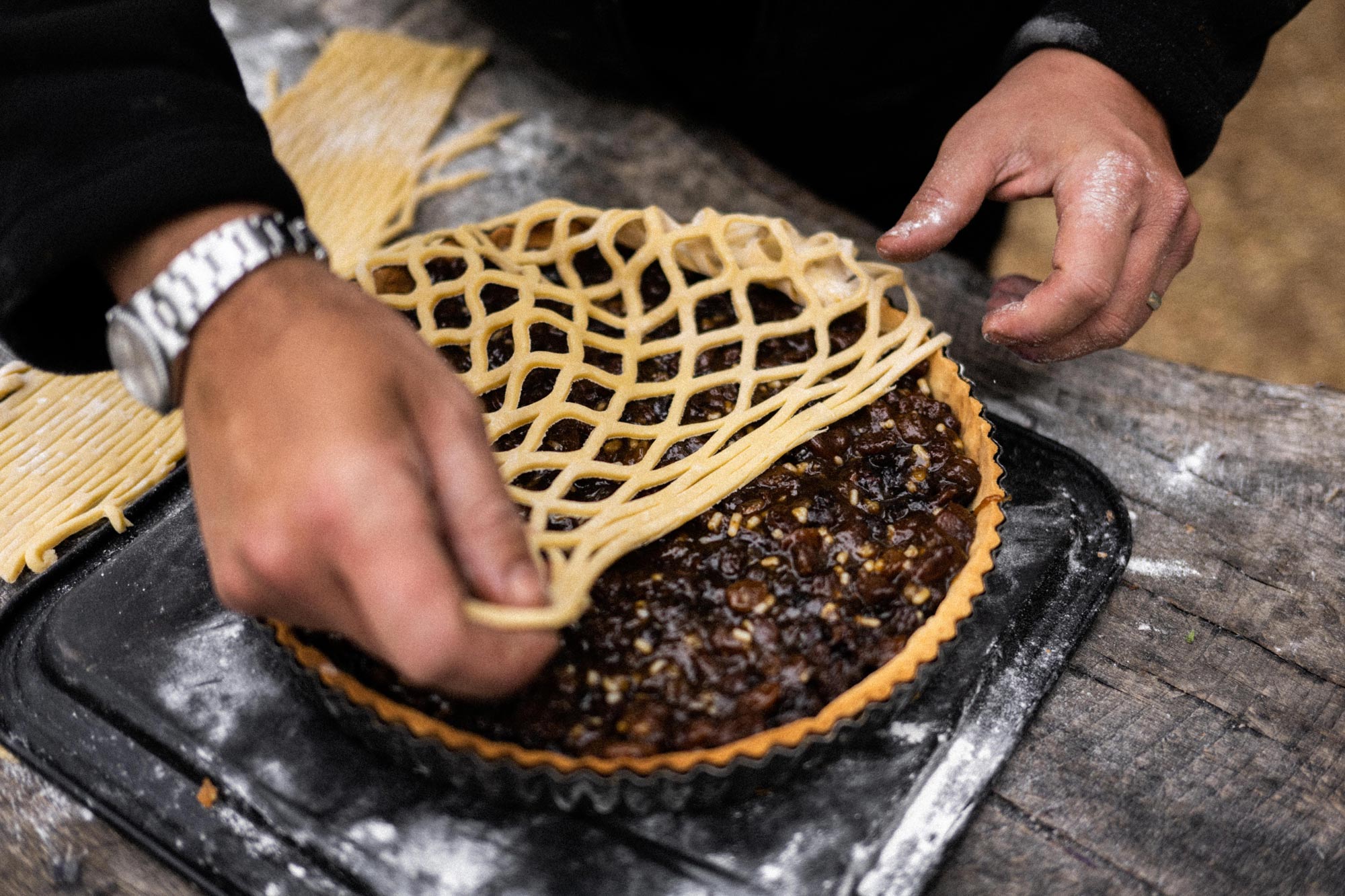 lay the pastry on top of the tart