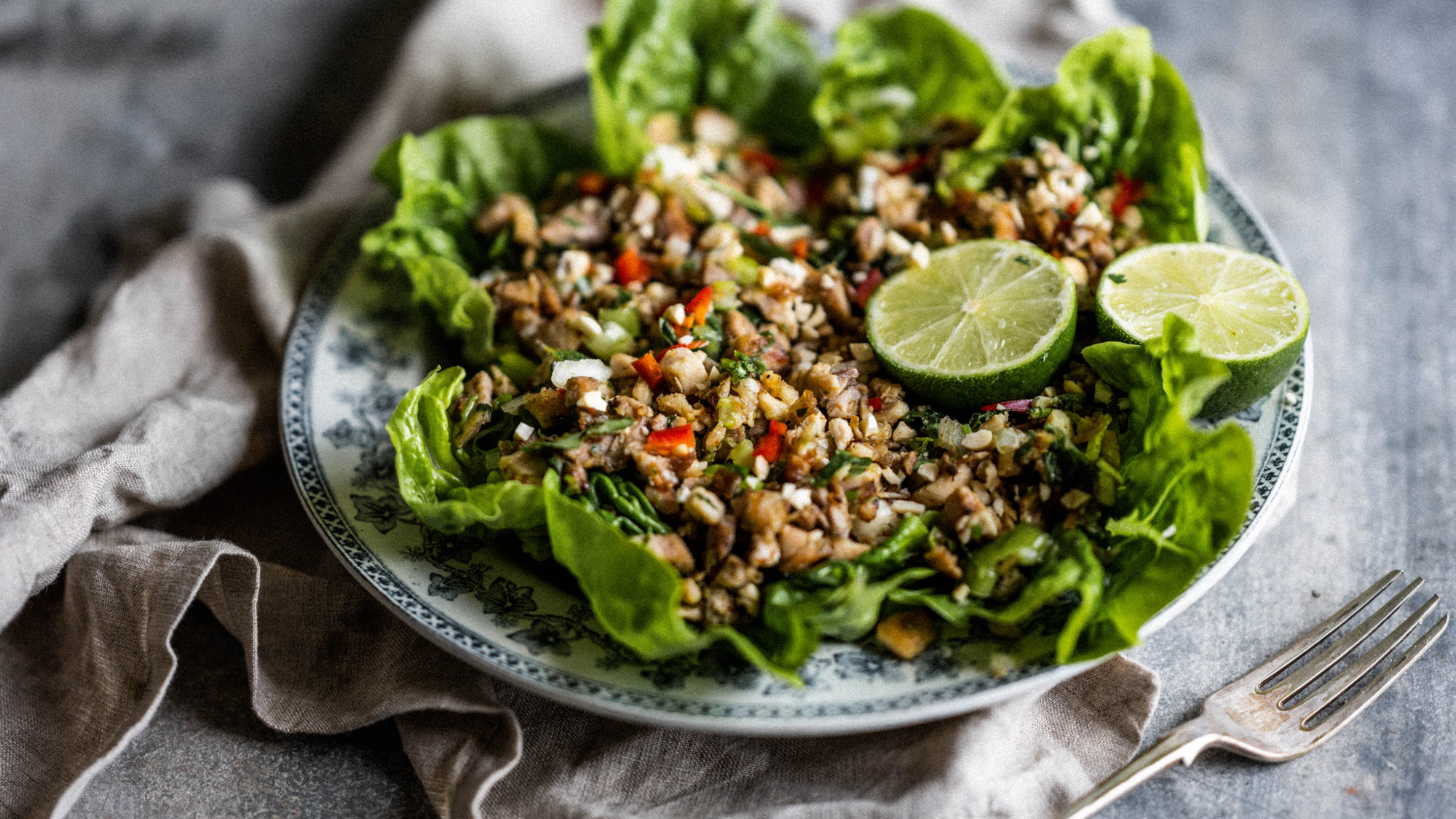 serve the laab with fresh lime