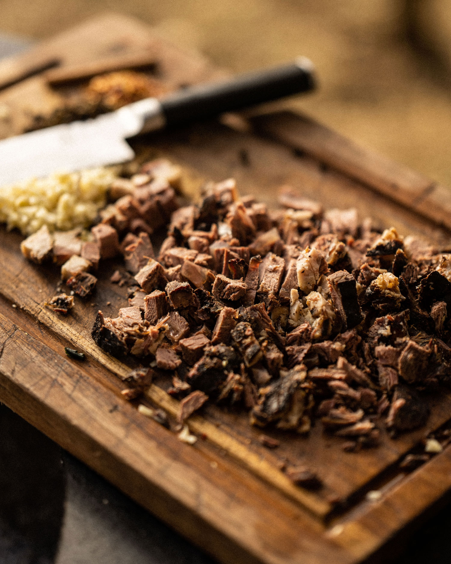 chop the beef into small chunks