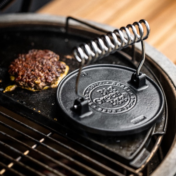 Cast Iron Burger Grill Press | Utensils | Accessories | Big Green Egg