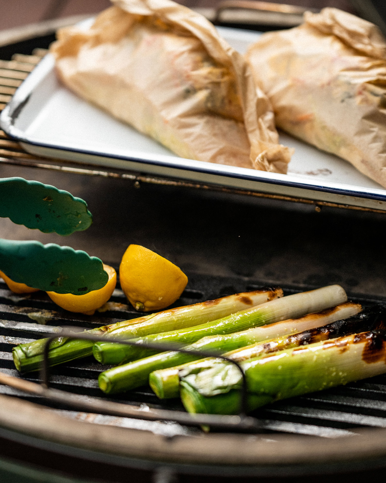 grill the leeks and lemon