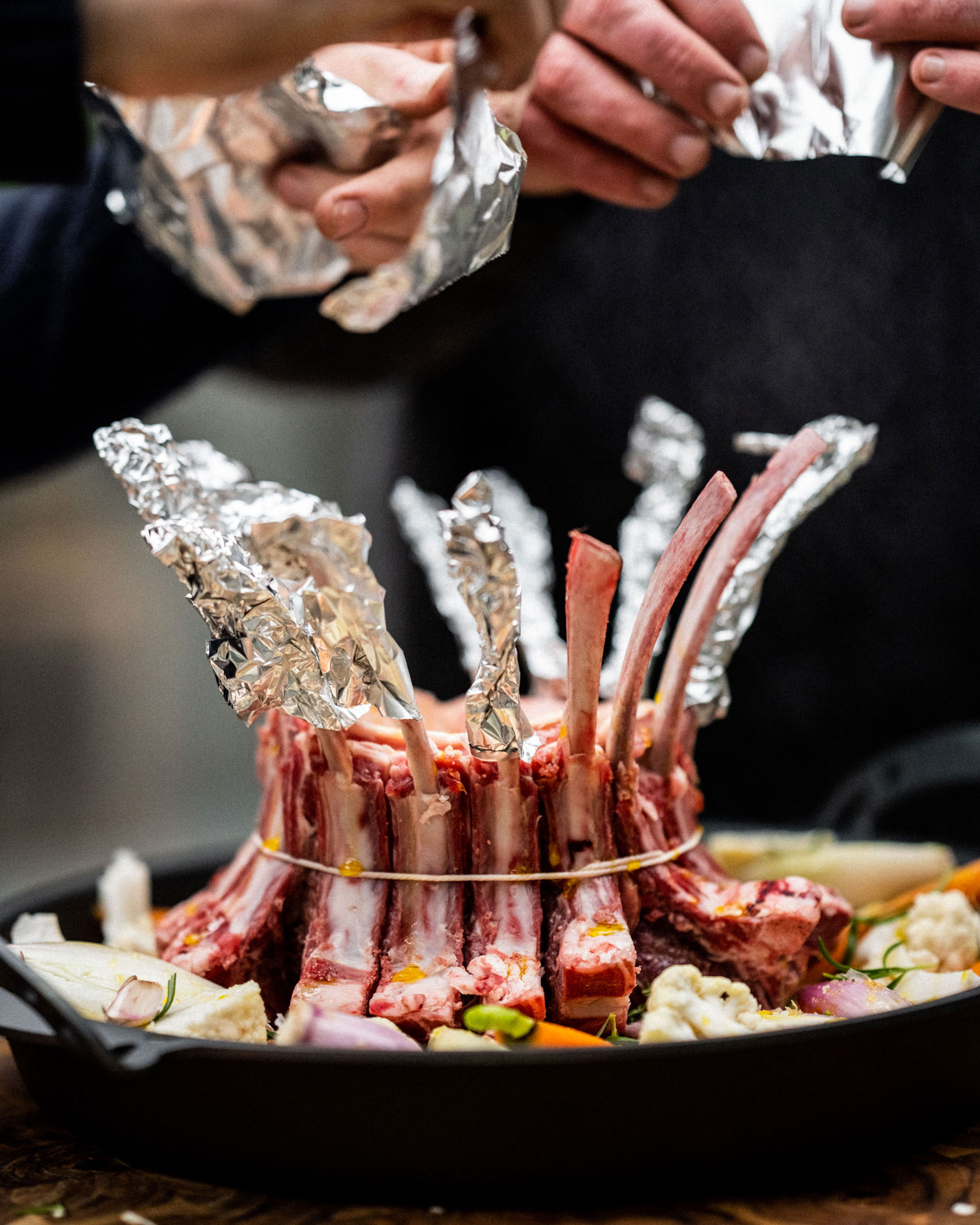 add foil to the french trimmed bones