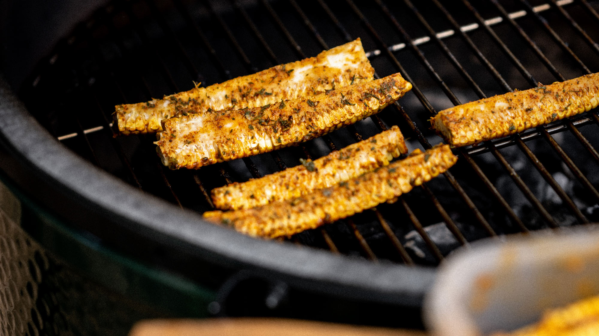 put the corn ribs on the searing grid