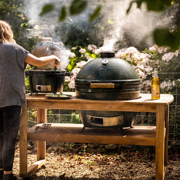 MiniMax and the XL Big Green Egg | Acacia Table | Kamado charcoal BBQ