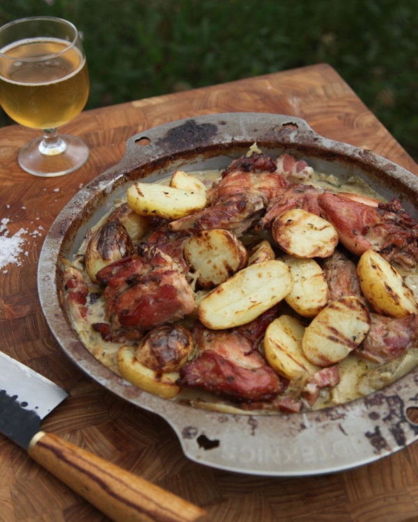 Rabbit, Cider & Bacon | Margot Henderson | Pan cooking | Game | Big Green Egg Recipes