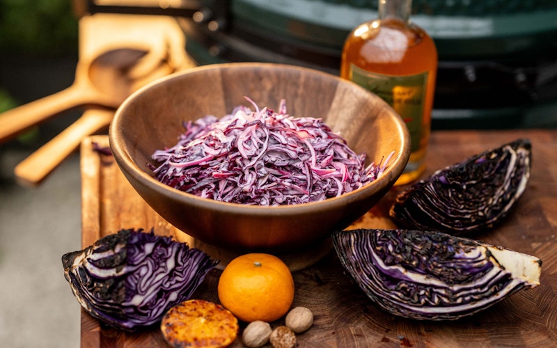 Grilled Red Cabbage Slaw from Tom Booton at the Grill The Dorchester | Christmas recipes | Vegetarian | Roasting Big Green Egg