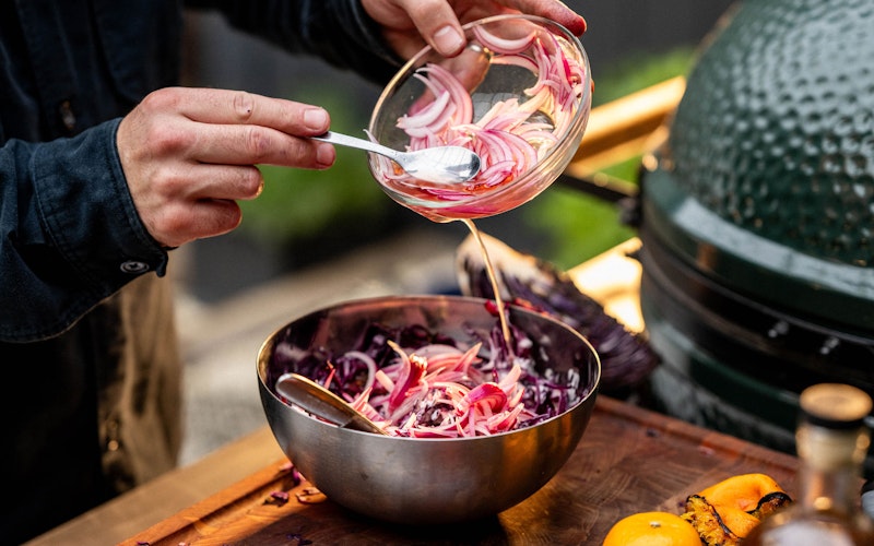 Grilled Red Cabbage Slaw from Tom Booton at the Grill The Dorchester | Christmas recipes | Vegetarian | Roasting Big Green Egg