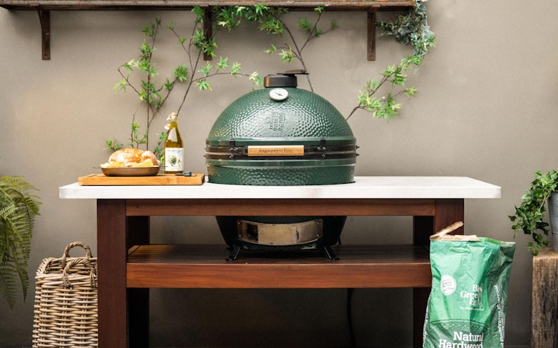 XL Big Green Egg & Stainless Steel Top Premium Mahogany Table | Christmas | Barbecue