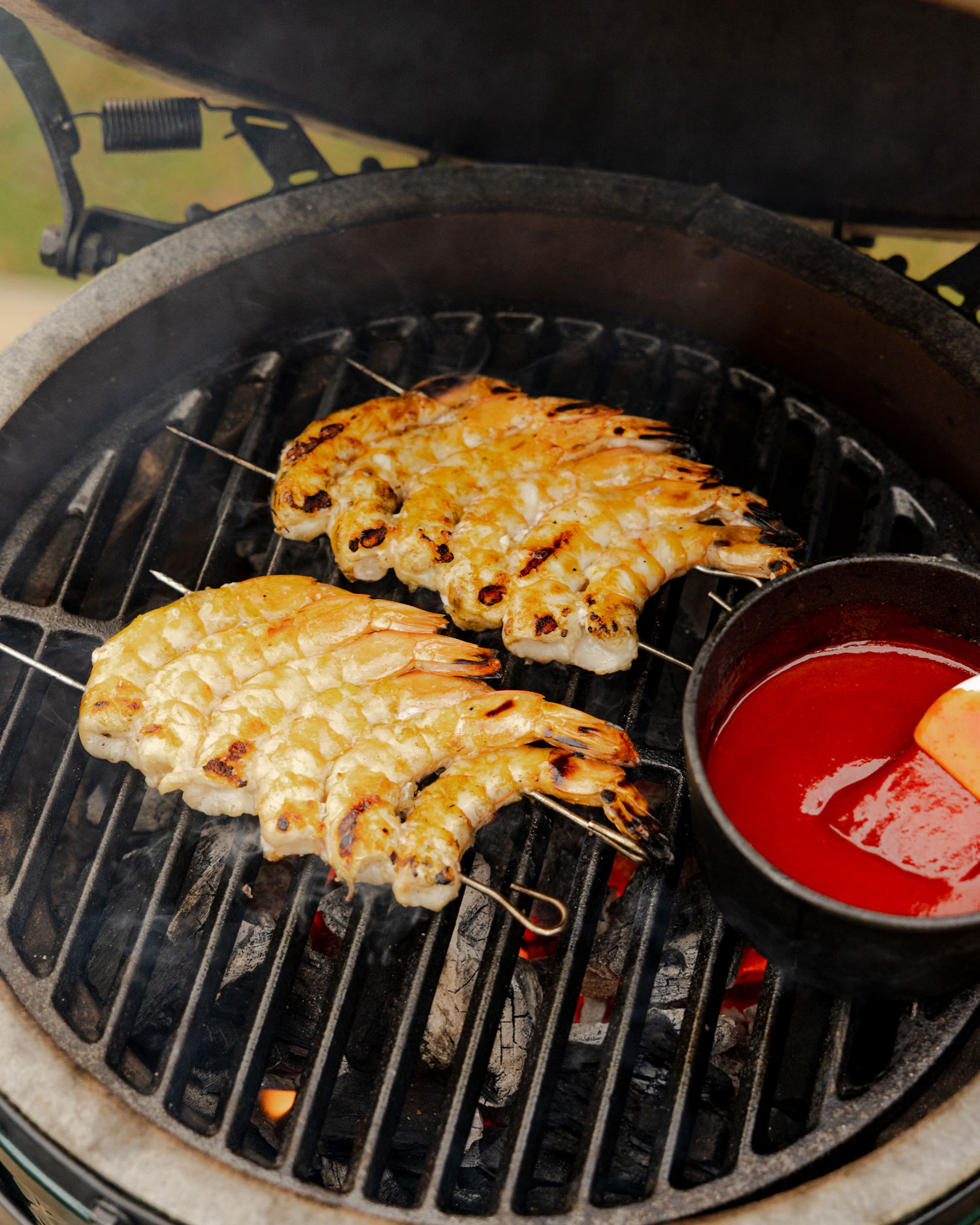 Gochujang Glazed Tiger Prawns and Thai Slaw | Chapel Down & Big Green Egg