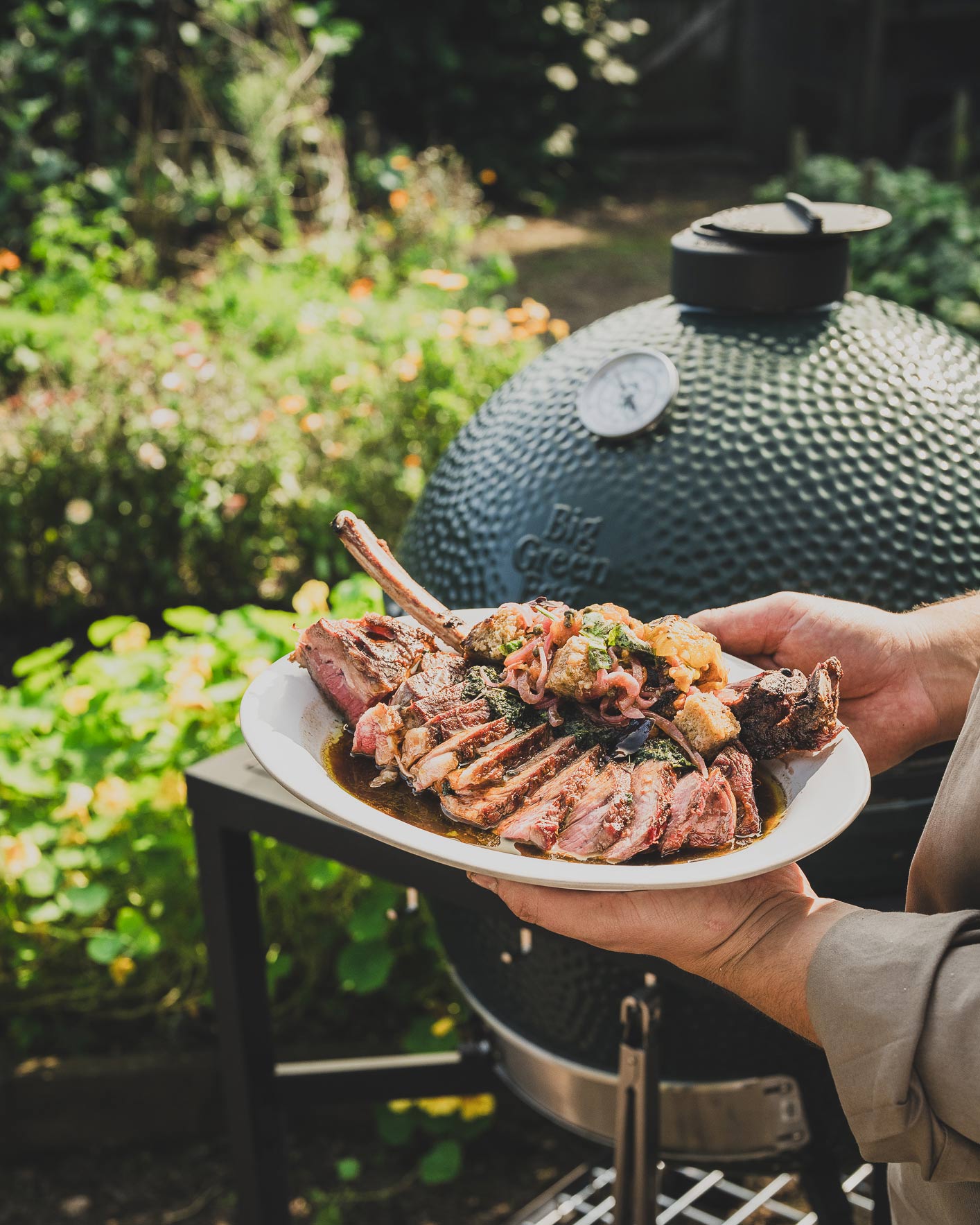 Grilled bream with spring onion chimichurri | Nancarrow Farm | Jackson Bristow | Big Green Egg | Steak | Beef | Grilling