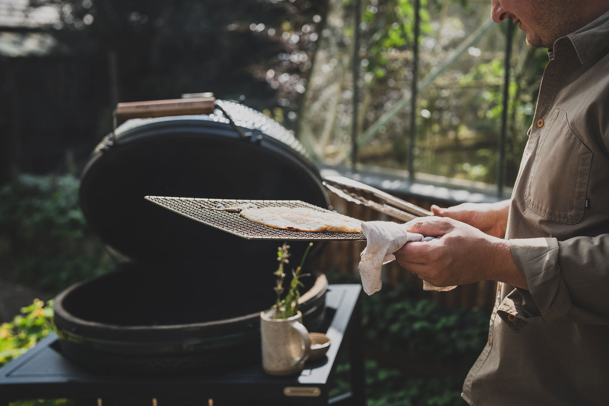 Grilled bream with spring onion chimichurri | Fish | Grilling recipes | Nancarrow Farm | Big Green Egg