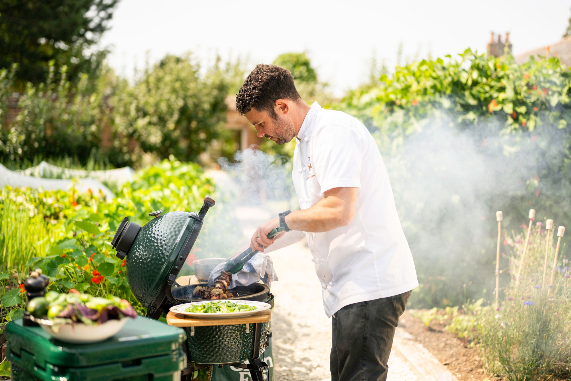 Grilled Octopus and Shitake Mushroom Kebabs with Garlic Butter | The Pig Hotels | Grilling recipes | Seafood | Big Green Egg