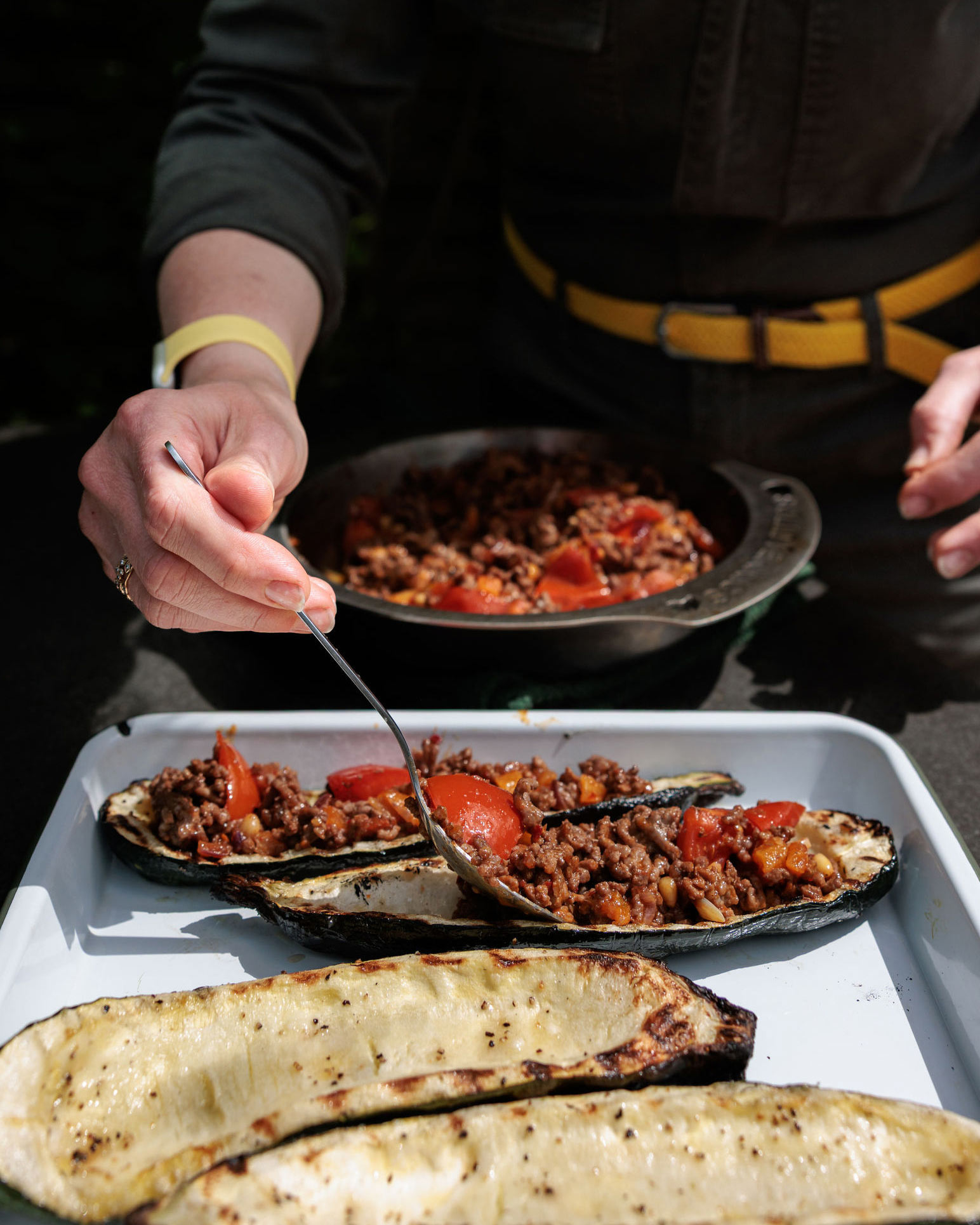 Courgettes Stuffed with Lamb, Harissa and Apricots | Grilling | Eggspander recipes | Lamb | Big Green Egg